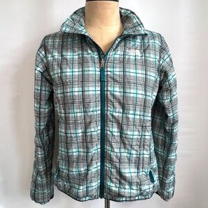 THE NORTH FACE Women's M Turquoise & Brown Plaid Full Zip Insulated Jacket Coat